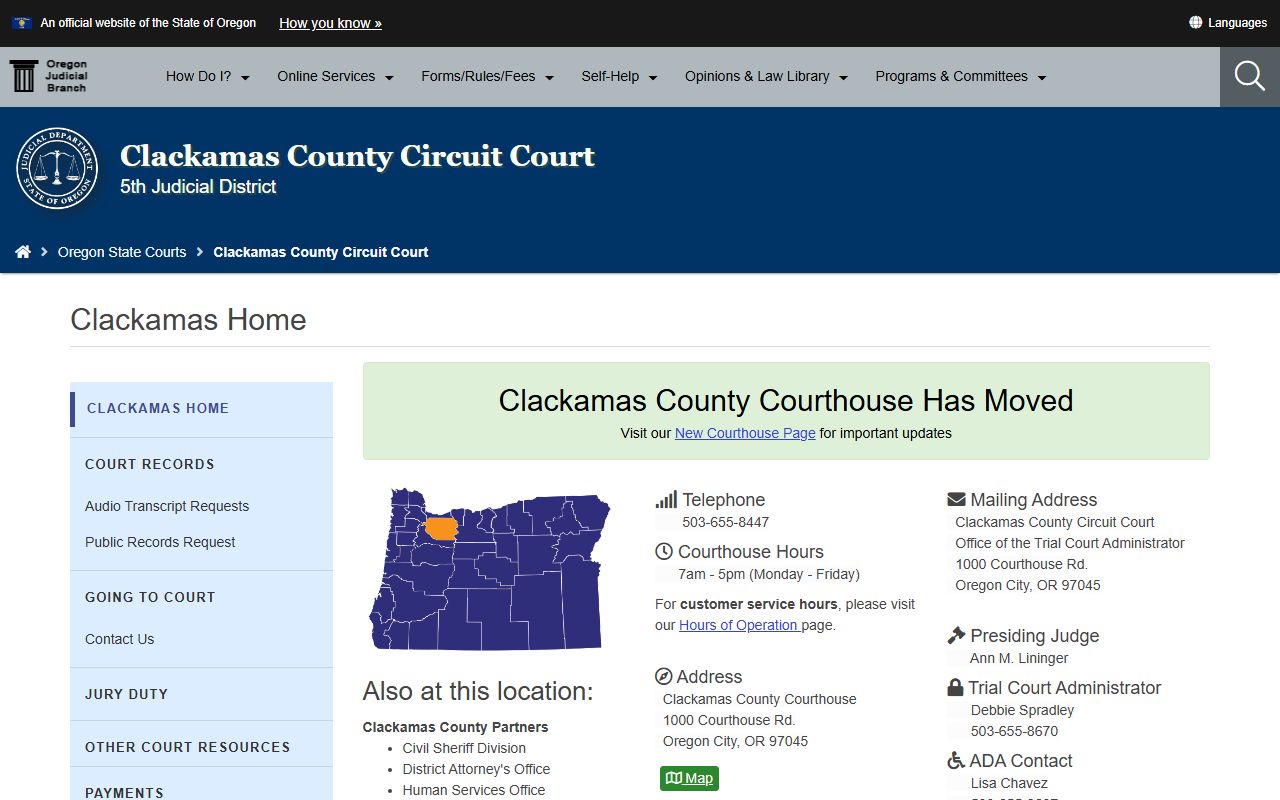 Clackamas County Circuit Court dissolution of marriage records