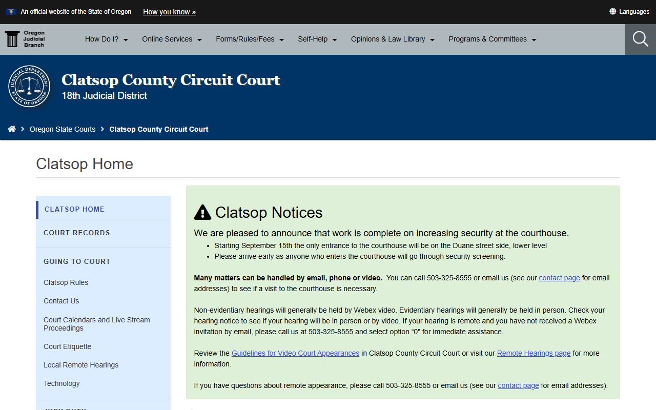 Clatsop County Circuit Court dissolution of marriage records