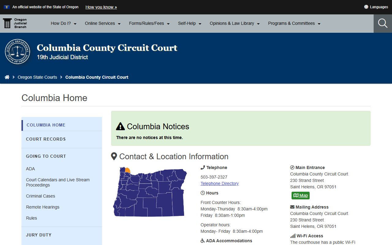 Columbia County Circuit Court dissolution of marriage records