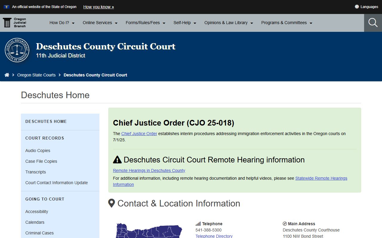 Deschutes County Circuit Court Bend dissolution of marriage records