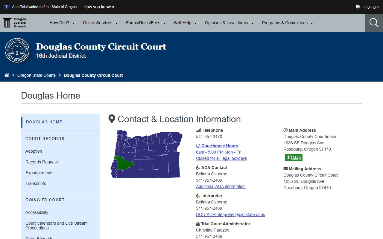 Douglas County Circuit Court page for dissolution of marriage records