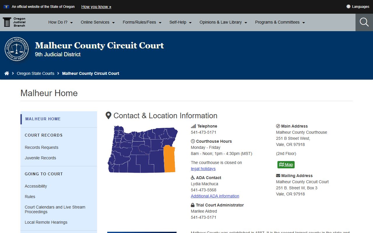 Malheur County Circuit Court dissolution of marriage records