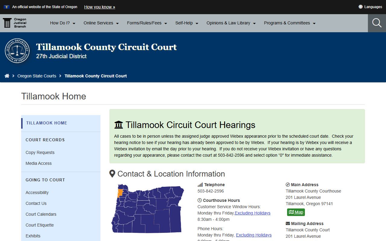 Tillamook County Circuit Court dissolution of marriage records