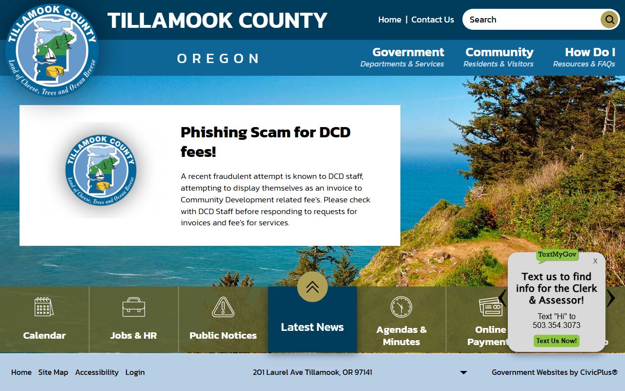 Tillamook County official website dissolution of marriage information