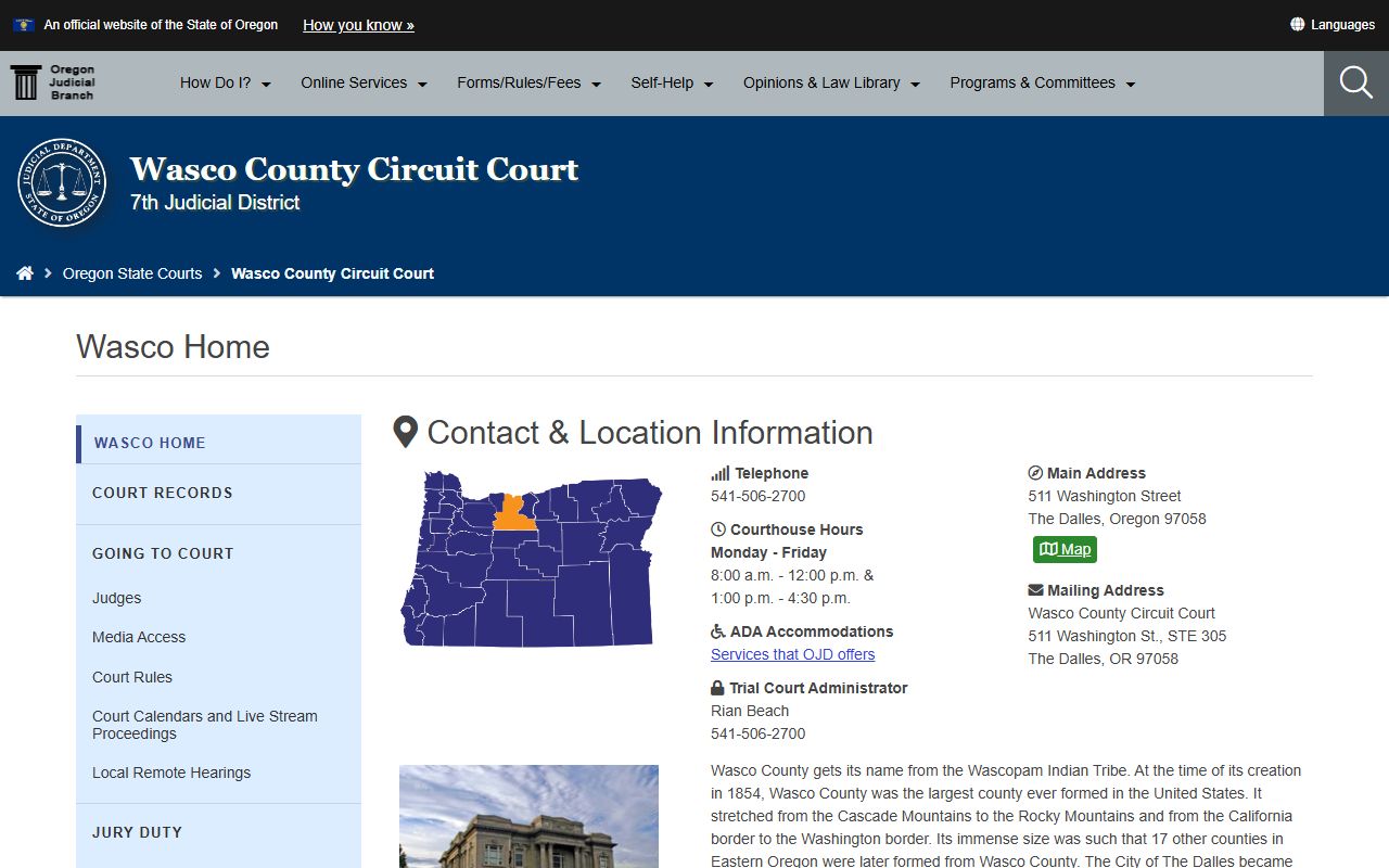 Wasco County Circuit Court dissolution of marriage records
